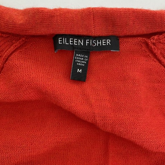 Eileen Fisher Red 100% Merino Wool Open Front High Low Cardigan Sweater | Size M - Picture 9 of 10